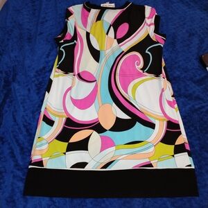 Ronni Nicole Black-Multicolor Swirl Shift Dress